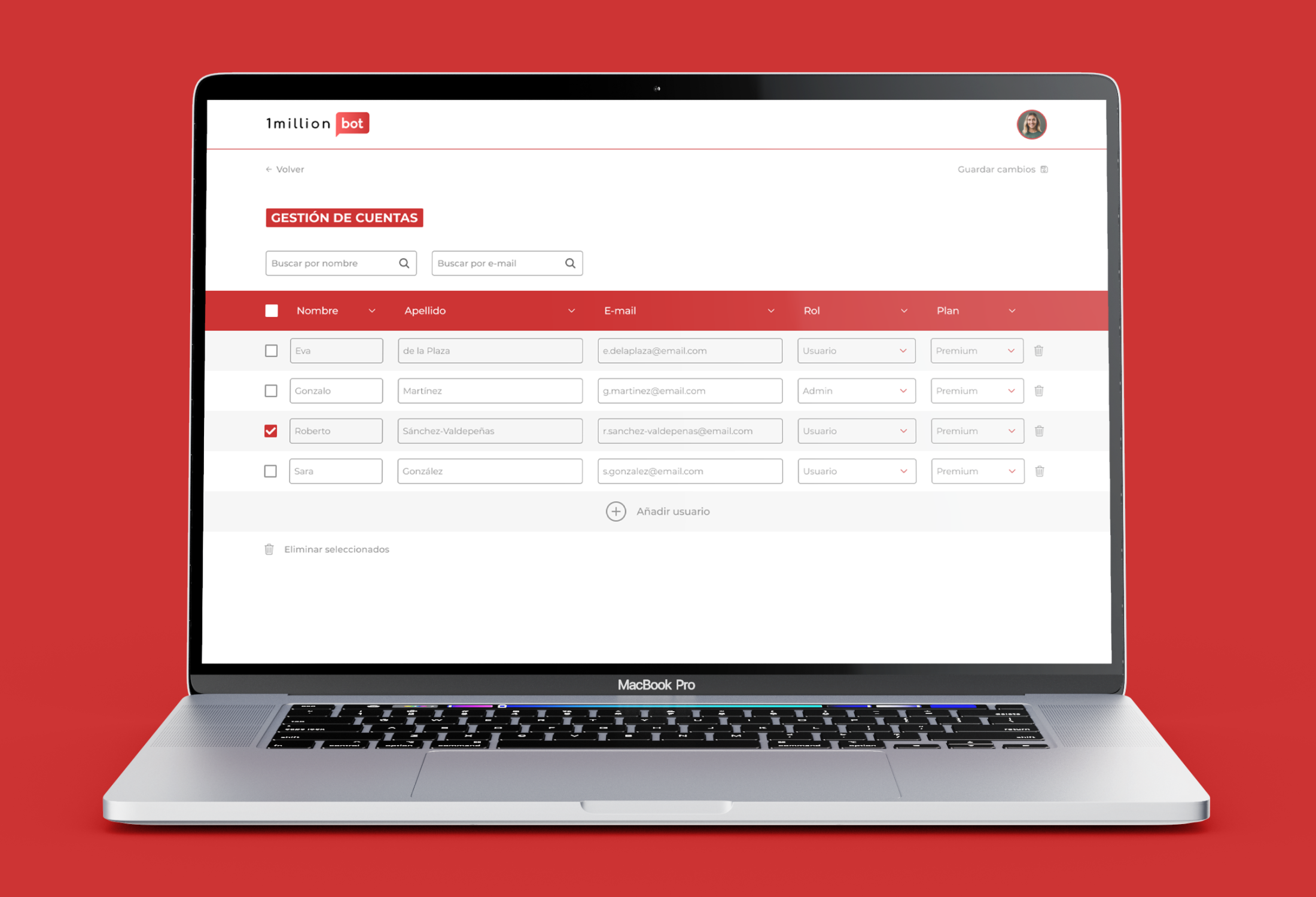 1millionbot - Gestionar cuentas